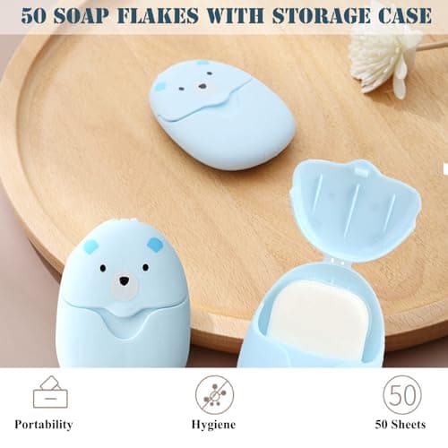 Travel Essentials Soap Sheets, Portable Travel Wash Hand Soap Flakes Cute Box Backpacking Essentials On The Go Camping Accessories Hiking Holiday — view 4