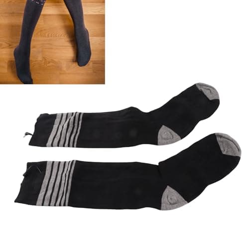 Headerbs Electric Heated Socks, Adjustable Bottom Heating Foot Warmers for Outdoor Travel Knitted Cotton Washable Battery Operated Thermal Socks 17.7in 2 Pack — view 5