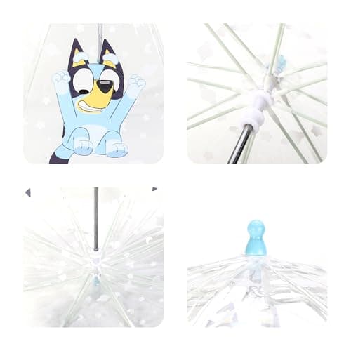 TDL Kids Bluey Umbrella, Blue Lightweight Windproof Dome Umbrella for Boys and Girls, 69cm Clear POE Transparent Canopy with Easy Grip Hook Handle, Small & Compact, for Toddlers — view 6