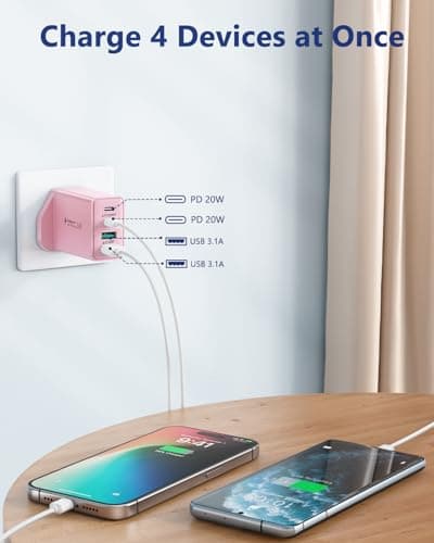 USBC Plug UK Fast Charger, 40W Multi USB Plug Adaptor Fast Charging Plug for iPhone 17 16 15 14 13 12 11 Pro Max Plus,Samsung Charge Head, Dual PD Power Adapter+ QC USB Wall Plug, C Type Charger Plug — view 3