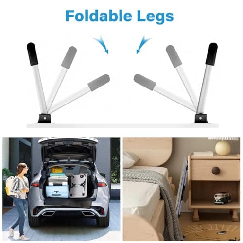 Foldable Laptop Table with USB Ports, Drawer, Cup Holder&Tablet Slot, Beige — view 5