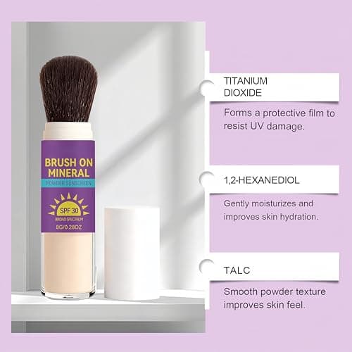 Kids Mineral Sunscreen Powder SPF 30, Brush-On SPF Powder for Scalp, Gentle No White Cast Non Greasy, Baby Toddler Sunscreen Travel Size 8g (2PCS) — view 6