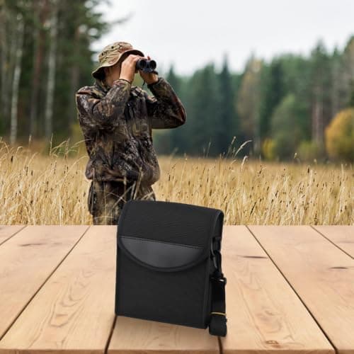Evenoonest Compact Black Binoculars Case for 42mm Objectives, 1680D Cloth Carry Bag with 114cm Strap, Lightweight Storage for Cameras and Optics — view 4
