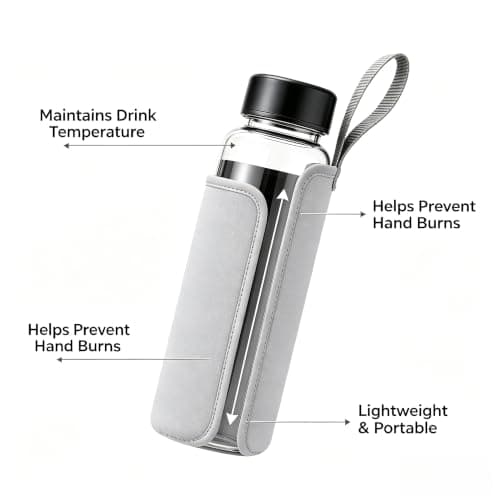 2-Pack Insulated Water Bottle Thermal Sleeve Cover for 550ml/750ml/1000ml/1500ml Bottles – Stretchable Scuba Fabric, Scratch & Resistant, for Camping, Hiking, Travel(550ML Grey) — view 3