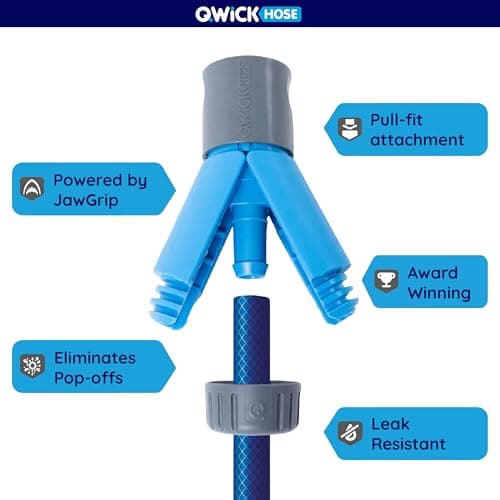 Qwickhose Starter Set | 5-Piece Garden Hose Connector Kit | Original & No-Flow JawGrip, Tap Adaptor, Nozzle, Wall Mount | 1/2" (12.5-13mm) Universal Hose Fittings | Garden Hoses & Outdoor Tap — view 4