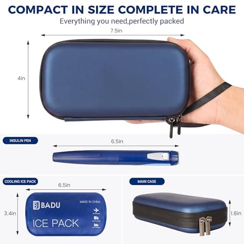 HIMDUZE Insulin Cooler Travel Case TSA Approved Small Refrigerated Medicine Cooler for Travel Diabetic Travel Case Bag w/2 Reusable Ice Pack. — view 2