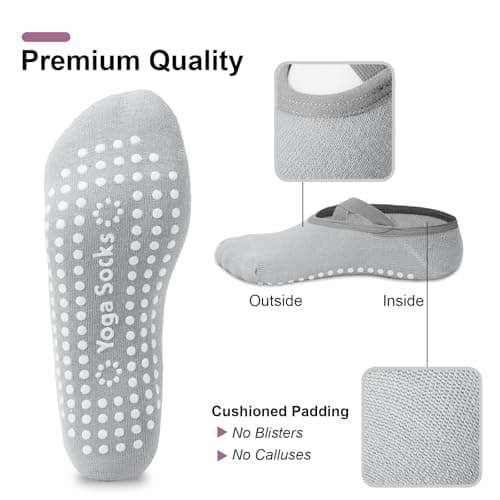 Tobfit 4 Pairs Pilates Socks for Women Non Slip Grip Sock Yoga Socks Ankle Grippy Sock Woman 4-PACK 03 — view 2