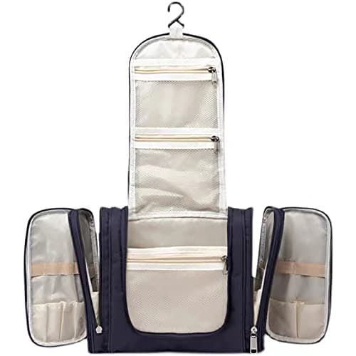Travel Hanging Toiletry Bag for Women and Men, Toiletries Organizer, Bathroom Shaving Kit for Cosmetics, Makeup Case Wash Bag (Gold R) — view 5