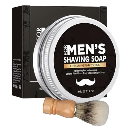 Shaving Soap for Men with Brush, Smoothest Wet Men's Shaving Cream & Foam Kit Gift for Dad, Husband, Boyfriend, Travel Size Wet Shave Cream with Smooth Lather for Close Shave