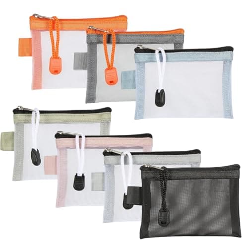 7 Pack Mini Zipper Mesh Bags 4.3" x 3" - Nylon Small Pouches for Travel, Makeup, Jewelry & More in 7 Vibrant Colors