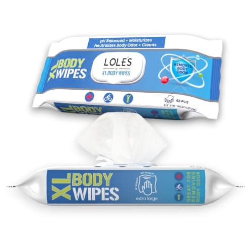 LOLE'S XL Body Wipes for Adults, No Shower Body Wash Wet Wipes, 1pk x 48