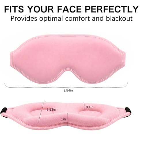 SLIJAR 100% Blackout Sleep Mask for Men Women, 3D Contoured Eye Mask for Sleeping, Zero Eye Pressure Breathable Blindfold with Adjustable Strap for Travel Office Home (Pink) — view 2