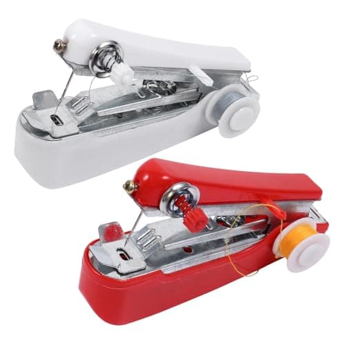 GRIRIW 2pcs Mini Sewing Machine Portable Manual Lightweight Stitch Tool for Fabrics and Clothing, Compact Design Suitable for Home and Travel Use