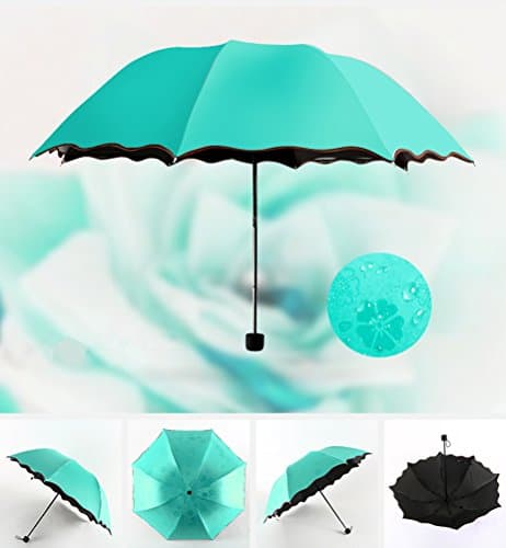 Maibar Sun Umbrella for Women UPF 50 UV Umbrella spf 50 Compact Lightweight Mini Umbrellas Flower (Z-Mint Green) — view 4