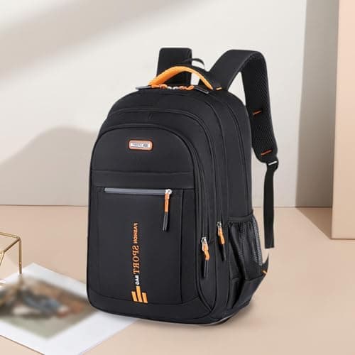 Harilla Laptop Backpack Nylon Multifunctional Daypack for Overnight Weekender Business, Orange — view 2