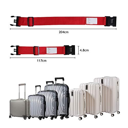 SnailGarden 4 Pack Adjustable Luggage Straps,Heavy Duty Luggage Straps for Suitcases with Password Lock /Name Tag Slot+ 2 Storage Bag for Identifying and Saving Luggage ,2 Color Travel Packing Belt — view 4