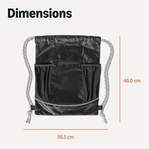 Amazon Basics Drawstring Lightweight Gym Bag Soccer Backpack, Large, Black — view 5