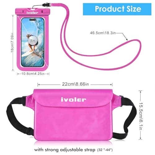 ivoler Waterproof Pouch Bag + Phone Case, Pink — view 2