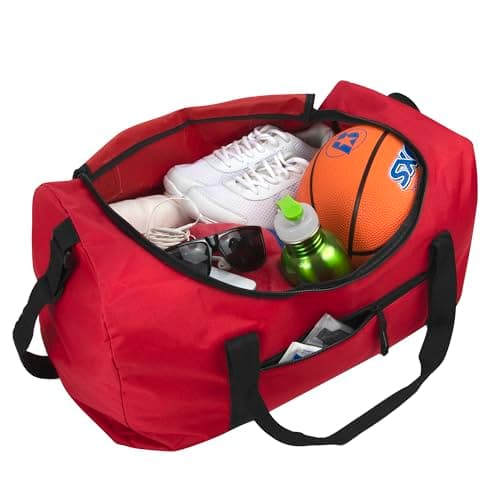 20 Inch, 40 Liter Duffel Bag for Men, Women, Teens – Travel Weekender Overnight Carry-on Shoulder Duffel Tote Bag (Red) — view 3
