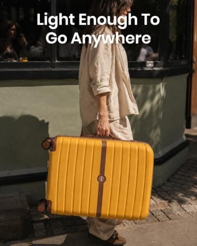 Kono Medium Hard Shell Suitcase, Lightweight ABS+PC Checked Luggage,Yellow — view 4