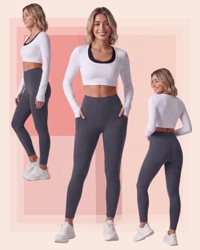 CAMPSNAIL Leggings for Women UK with Pockets High Waisted Trousers for Yoga — view 2