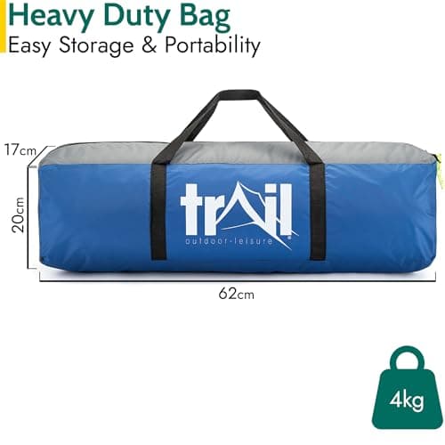 Trail Bracken 4 Man Tent With Porch, 3000mm Waterproof Rating, Double Skin Dome Tent with Darkened Bedroom, Lightweight for Camping and Festivals, Bag Included (360cm x 240cm x 130cm) — view 5