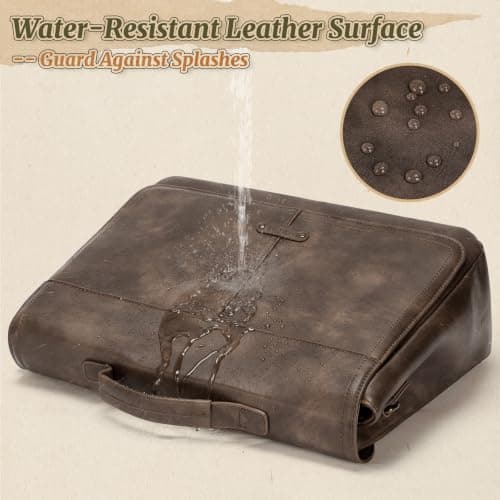 RAINSMORE Laptop Messenger Bag 15.6 Inch, Waterproof Vintage Leather Briefcase for Men, Large Capacity Professional Satchel for Business Travel University Dark brown — view 5