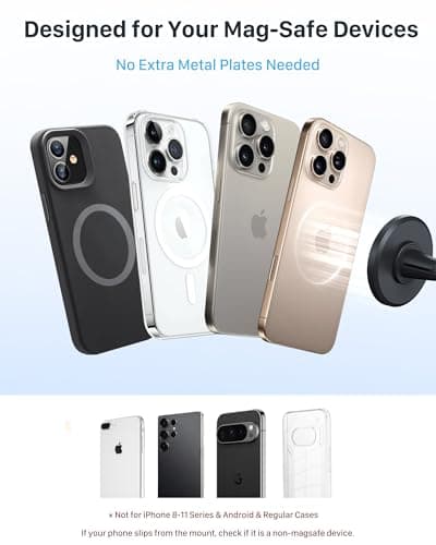 YOSH for MagSafe Car Mount Magnetic Phone Holder Air Vent for iPhone, Grey — view 4