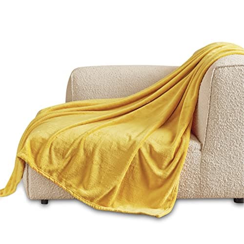 Bedsure Fleece Throw Blanket for Bed - Flannel Fleece, Yellow, 150x200 cm — view 2