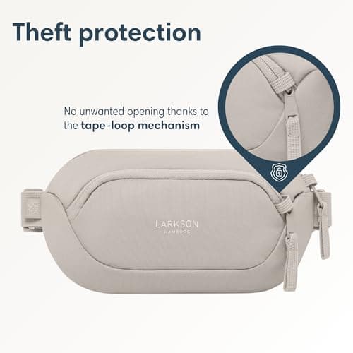 Larkson Small Waist Pack Slingbag Men & Women Beige - Helge - Anti-Theft Bum Bag Cross Body Bag with RFID Blocker for Everyday & Travel - Breathable Mesh Padding - Water-Repellent — view 3