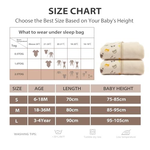 Mosebears Baby Sleeping Bag, 2.5 TOG baby sleep sack with Legs,Warmly Lined Winter Sleeping Bag with Removable Sleeves(Bear,18-36 Months(baby height 85-95cm)) — view 6