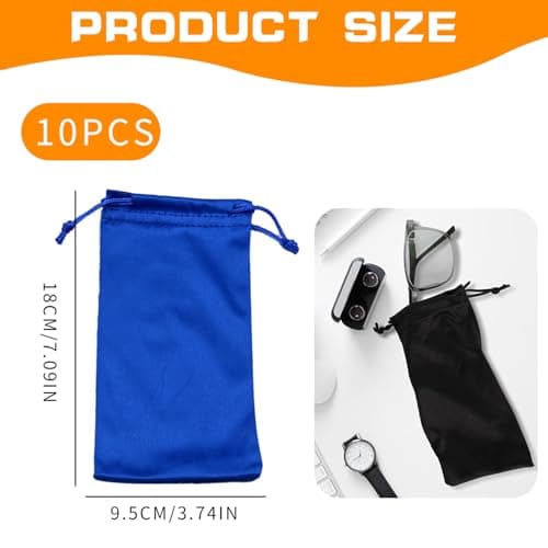 Shatore 10-Pack Microfiber Glasses Pouches, 18x9.5cm Soft Sunglasses Storage Bags, Portable Eyewear Cases for Travel and Daily Use — view 2