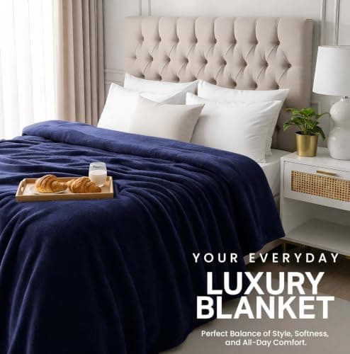 IR Imperial Rooms Fleece Blanket Navy Blue, Throw/Single 130X150 Cm — view 4