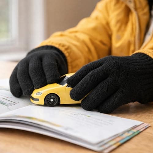 WickedFun Kids 6/12 Pairs Winter Magic Gloves, Boys & Girls Soft Warm Cozy Stretch Full Finger Knit Gloves For Cold Weather School Use, Outdoor Play, Cycling & Travel – Age 4–10, (Pack Of 6 - Black) — view 5