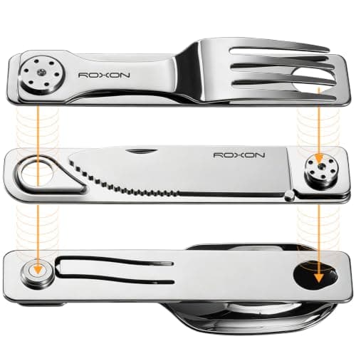 ROXON 3-in-1 Knife Spoons Fork Camping Utensils Set with Case