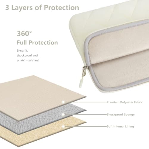 Songbala 15-16 Inch Laptop Sleeve Protective Case with Small Case, Compatible with MacBook Pro 16 M1-M5/MacBook Air 15 M1-M5 / HP/Lenovo/Dell/Acer/Chromebook, Beige — view 3