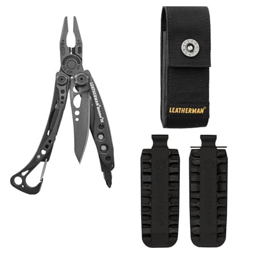 Leatherman Skeletool CX Multi-Tool, Sheath & Bit Kit Bundle - 7-in-1 Onyx Multi-Tool with Black Medium Nylon Sheath and 42-Tool Bit Kit - Camping & Outdoor
