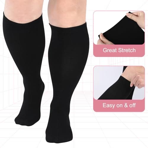Zuimei 3 Pairs 20-30 mmHg Plus Size Compression Socks for Women Men 3XL — view 6