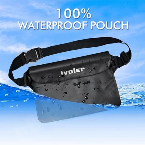 ivoler Waterproof Pouch Bag, 2 Pack Universal Waterproof Case Dry Bag for Beach, Swimming, Boating, Kayaking, Hiking, Protects iPhone Phone, Cash, Document from Water, Sand, Snow - Black+White — view 3