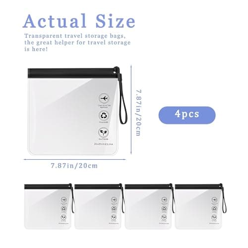 4pcs Clear Travel Toiletry Bag,20 x 20cm Travel Bag Comes with a Hand Strap Travel Accessories Makeup Bags Holiday Essentials Luggage for Men Women.(Black) — view 2