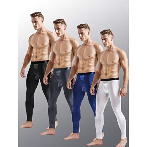 Ouruikia Men's Thermal Underwear Pants Modal Thermal Bottoms Long Johns Pants Underwear with Separate Pouch (Black(only Bottom), US Medium) — view 3