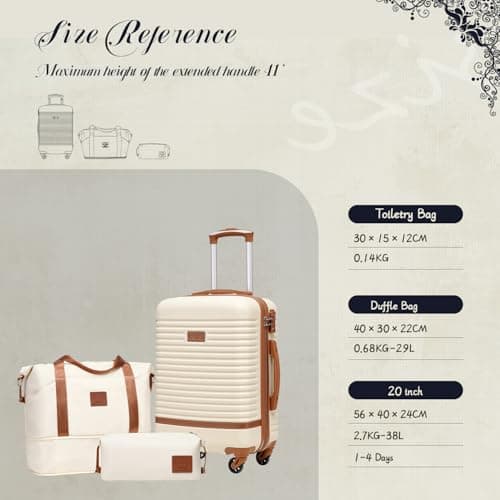 COOLIFE Suitcase Set 3 Piece, 20" Small Suitcase with Travel Bag & Wash Bag — view 2