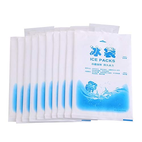 Reusable Ice Pack, 10 Pack Freezable Cold Packs, Flexible Freezer Cold Packs for Lunch Cooler Bag Picnics Camping Travel Cool Box(200ml)