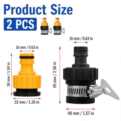 EUQWOSDD 2 Pack Universal Tap Hose Connectors, Mixer Tap Adapter for Kitchen Garden Bath — view 2