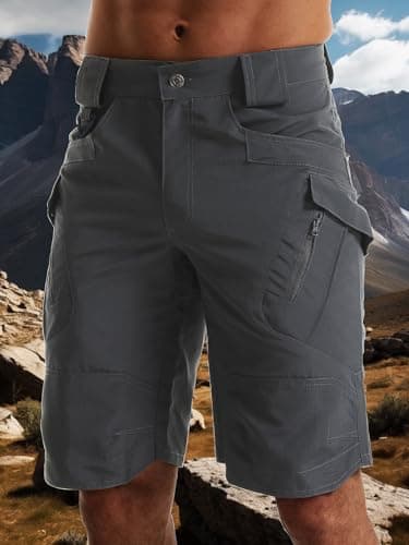 Men's Hiking Shorts Waterproof Tactical Cargo Short Pants Quick Dry Work Shorts with Multi Pockets(No Belt), Dark Grey, 34 — view 3