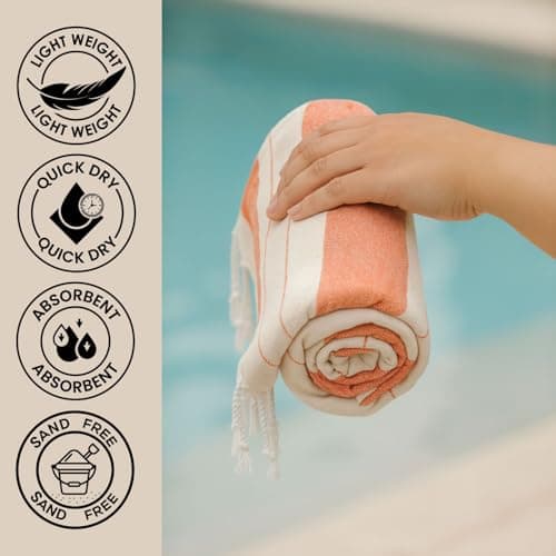 BERCA HOME Ephesus Turkish Beach Towel – Lightweight, Quick Dry, Sand Free – 100% Cotton Peshtemal Hammam & Bath Towel – 90x190 cm – Soft & Compact for Spa, Travel, Gym, Yoga, Camp, Picnic (Yellow) — view 4