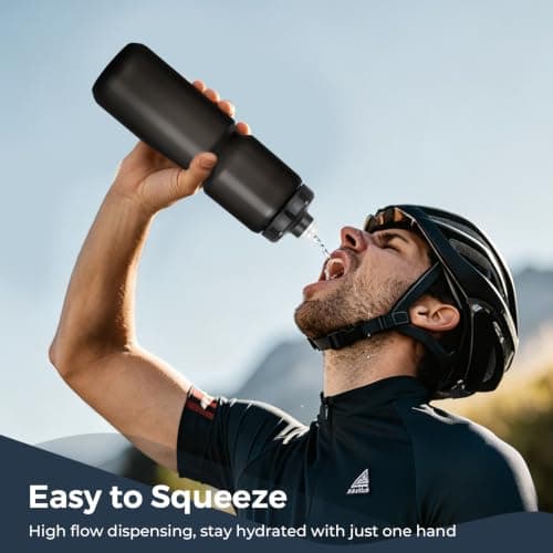 ADSPED 2 Pack Squeeze Sports Water Bottle 700ml Cycling Bottle 24oz Bike Water Bottle BPA-free Reusable for Bicycle Running Hiking Gym & Outdoor Fits Most Bike Cages Black White and Black — view 3