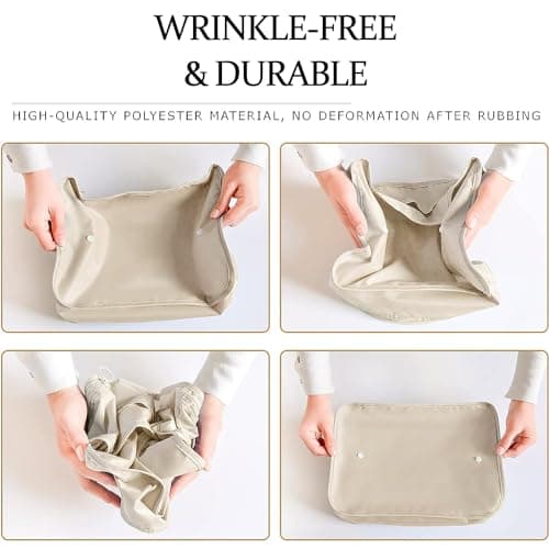 LANSKLBD 6/8 Set Packing Cubes for Suitcases Travel Luggage Packing Organizers,Travel Accessories Essentials Luggage Organizer with Shoe/Tioletry/Laundry Bag (Beige, 8 set) — view 6