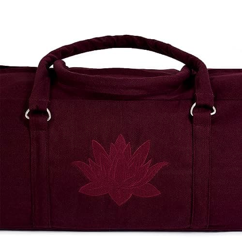 Yoga Studio Yoga Kit Bag | YKK Full Zipp Fastening Carrier Equipment Bag | Cotton Yoga & Pilates Mat Bag with Storage Pocket Compartments for Mats & Accessories | Fits Most Mat Sizes (Raspberry) — view 3