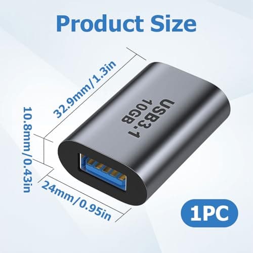 USB 3.1 Female to USB-C Female Adapter 10Gbps Data Transfer with 3A Quick Charging A to C Converter Aluminum Alloy Universal for Laptop PC Phone Tablet Travel USB-C Gadgets & Hard Drive Storage — view 2